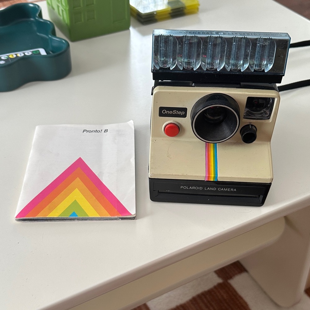 Polaroid OneStep land Camera with Rainbow Stripe vintage
